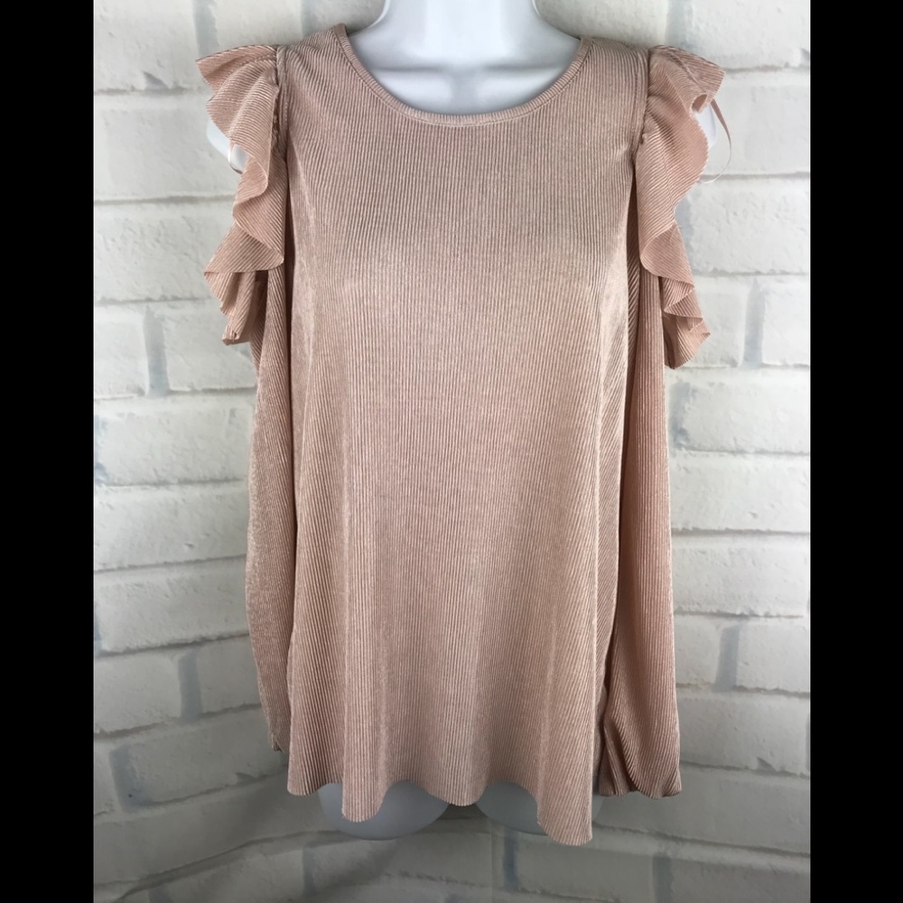 NWT Lauren Conrad Pleated Cold Shoulder Top Small - Picture 3 of 4